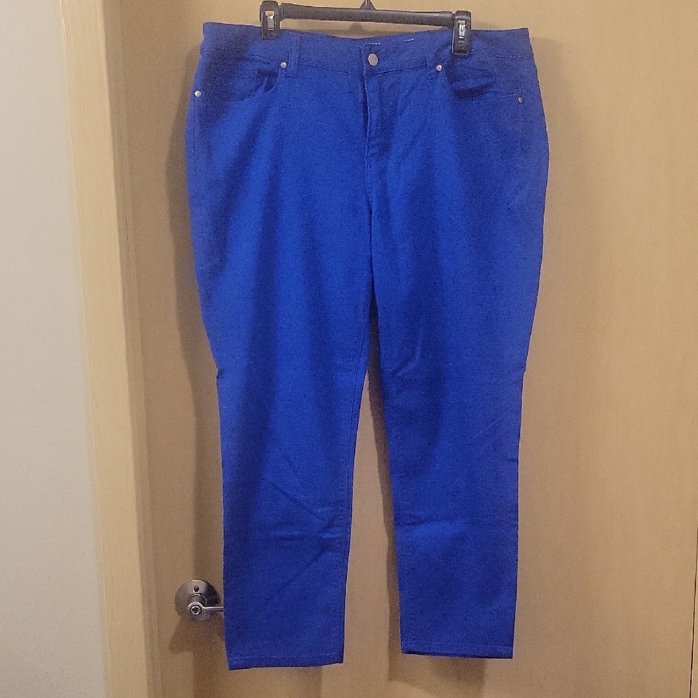 NWOT Stylish NY&CO Beautiful Royal Blue Skinny Curvy Jeans Sz 18 Never Worn